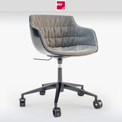 MDF italia chair Flow SLIM padded 5-Point Star Base on Castors — Ver 1