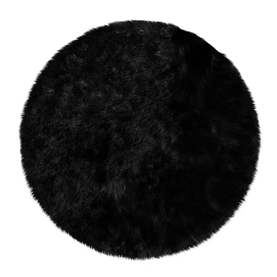 Round fluffy black carpet — Вид 1