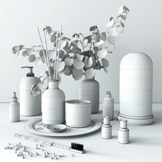 Bathroom set with eucalyptus — Download