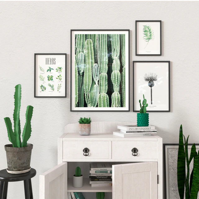 Green and white set with plants — Descargar