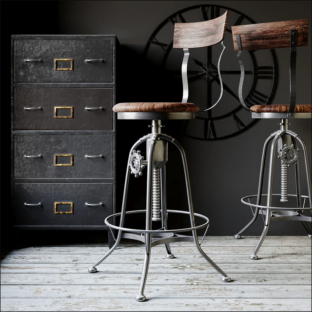 Industrial Clock House Stool — Descargar