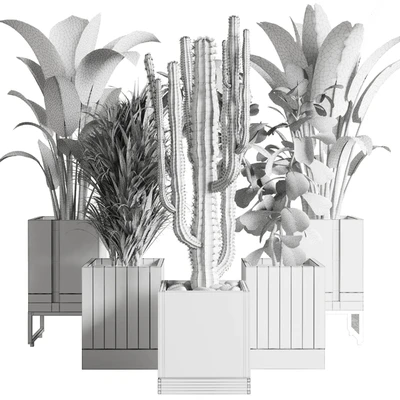 Plant box Indoor outdoor plant 163 wooden and concrete dirt vase box pot palm cactus Collection — Ver 7