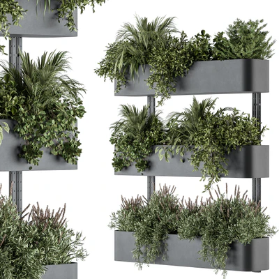 Indoor Plant Set 306 - Box Stand with Hanging Plants — Ver 1