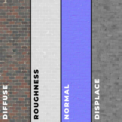 Set of four textures of old brick paving stones 7320 — Ver 6