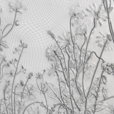 Botanical bas-relief gypsum wall decorative panel juniper dried flowers plants flora chamomile hogweed — Ver 7