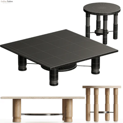 Crate & barrel - Revival Square Coffee Table and Round Side Table Set — Ver 3