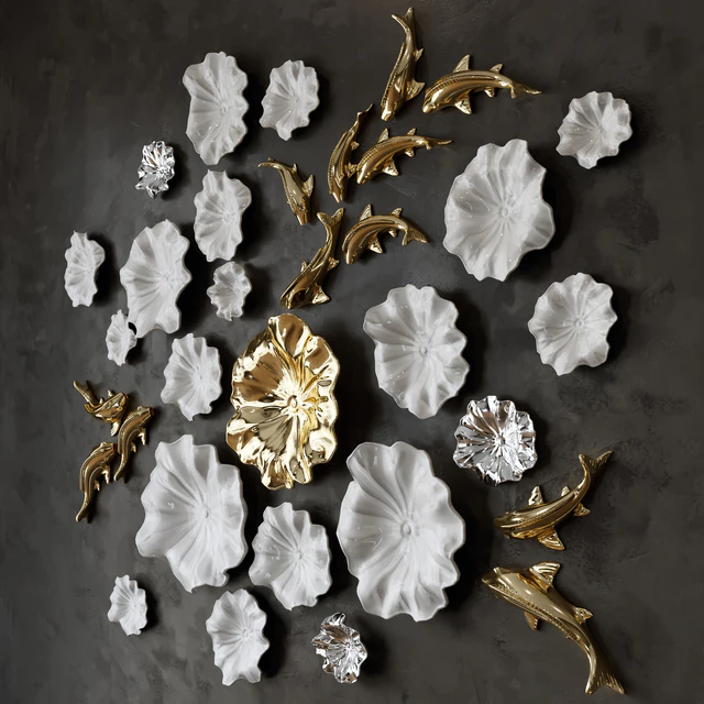 Ceramic Panno Fish in Lilies / Decorative ceramic fish in lilies — Descargar