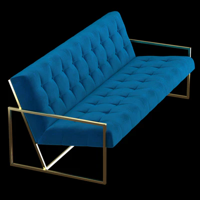 Navy Velvet Apartment Sofa — Ver 3
