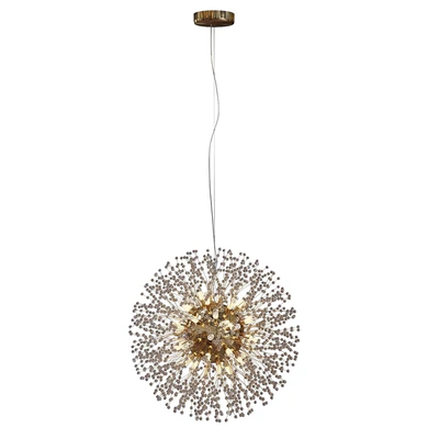 Designer chandelier in the form of a ball of crystal beams with a metal center Rosalia by Lampatron — Ver 4