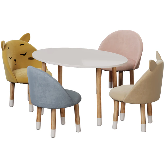 Children's seating group table oval with chairs — Descargar