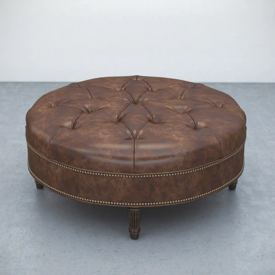 Vintage Large Round Ottoman — Вид 1