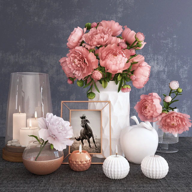 Decorative set with peonies — Descargar