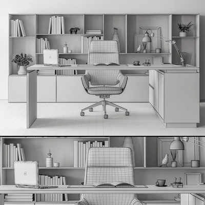 Boss Desk and Library Black and Beige - Office Furniture 315 — Вид 4