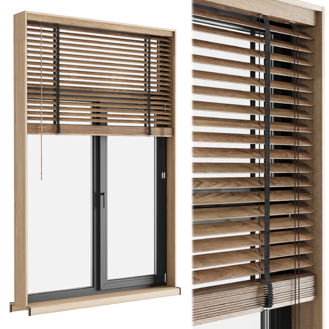 modern windows with Metal Blinds and wooden — Скачать