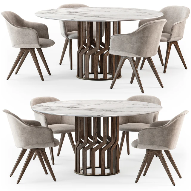 Potocco Intreccio table Lyz wood armchair — Descargar