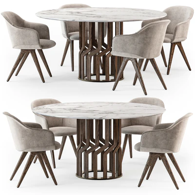 Potocco Intreccio table Lyz wood armchair — Ver 5