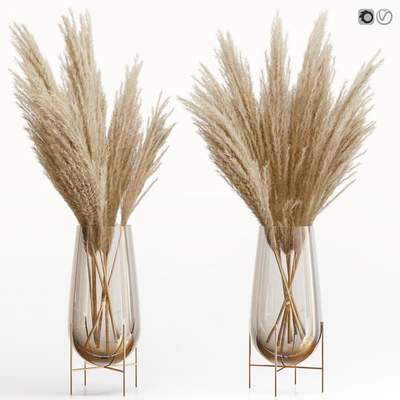 Big dried flower pampas grass in glass vase 5 — Вид 1