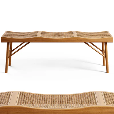 Zara Home - The bench made of wood and rattan — Вид 1