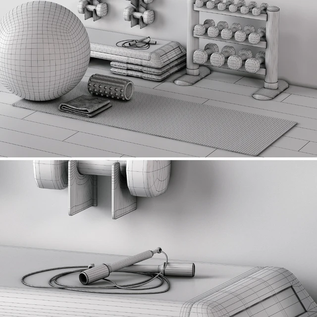 Excellent set for a fitness room. Sport equipment. Set — Descargar