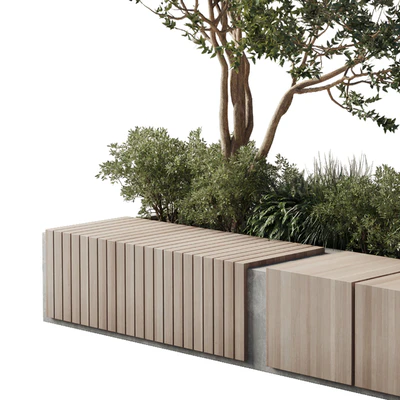 Urban Environment Urban Furniture Green Benches Plants tree grass 17 corona — Ver 6