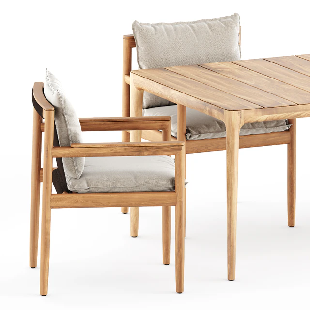 Saranac dining chair with arms and Lima dining table by Gloster — Скачать