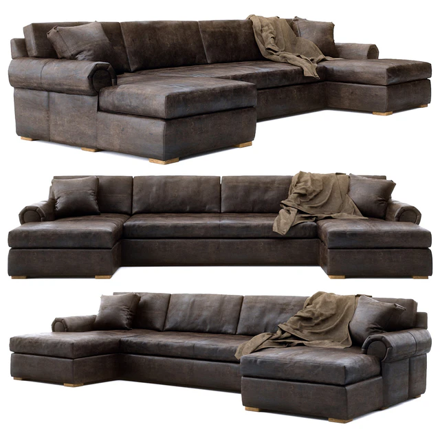 RH Lancaster leather u-chaise sectional — Скачать