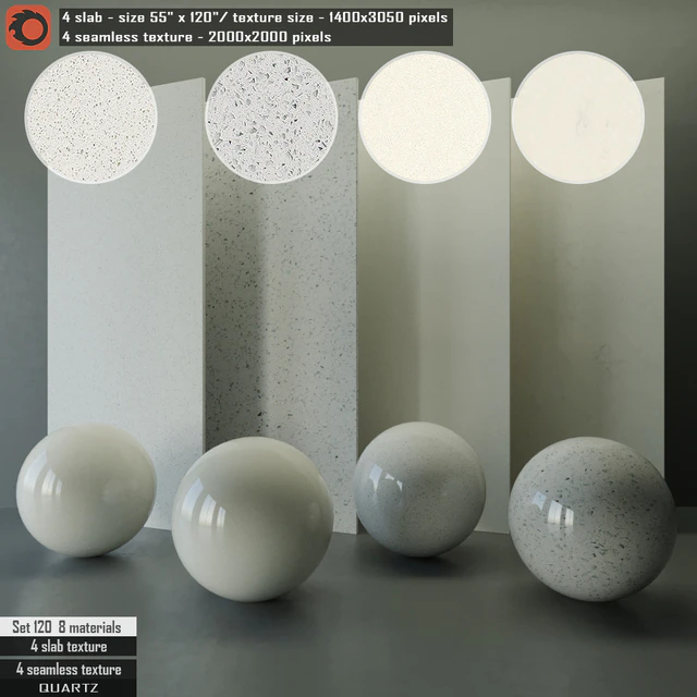 Quartz Slab & Seamless texture Set 120 — Descargar