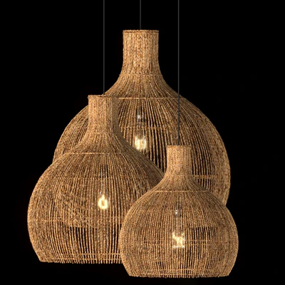 Hanging vintage rattan lamp — Ver 1