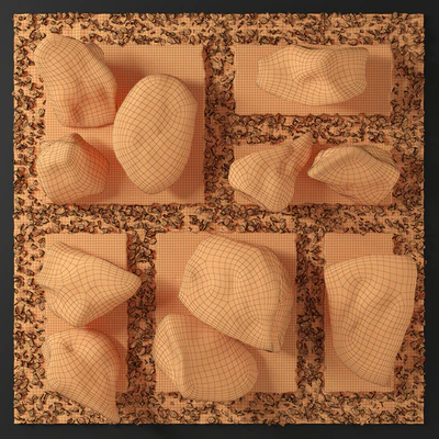 Slab tile gravel monument n1 / Square with stones monument — Ver 5