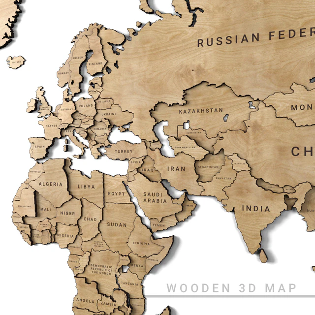 Wooden panel - world map — Скачать