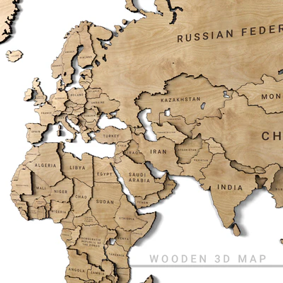 Wooden panel - world map — Вид 3