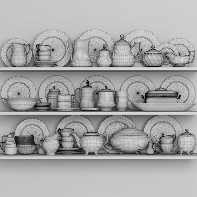 Classic crockery set with porcelain and gold leaf — Descargar