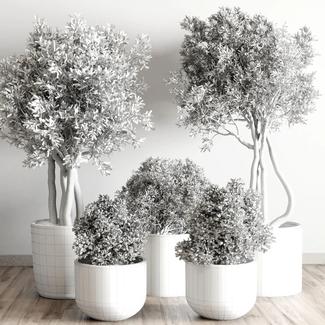 collection Indoor outdoor plant 122 pot tree plant bush dirty concrete vase pot — Descargar