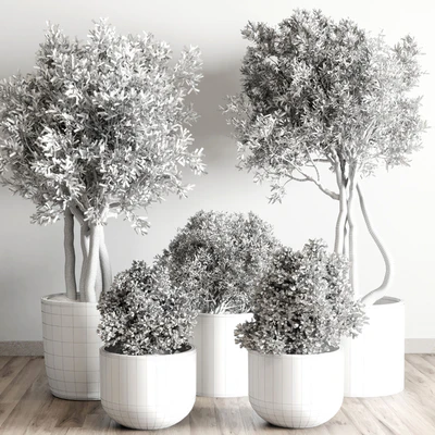 collection Indoor outdoor plant 122 pot tree plant bush dirty concrete vase pot — Ver 6