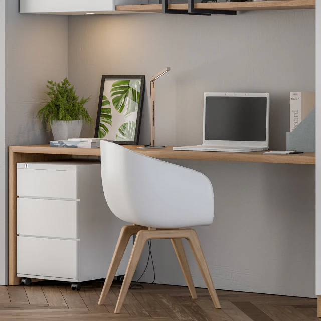 Home office white wood — Descargar