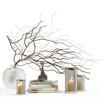 Decorative set with candles and branches in a vase — Ver 6