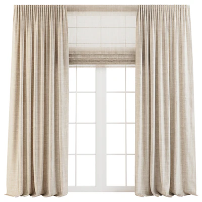 Linen Curtains with Roman Shades — Вид 1