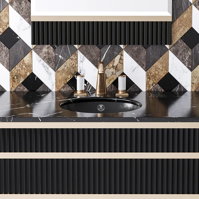 Oasis Academy noir marquinia brass console — Ver 3
