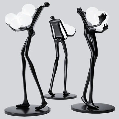 Floor Lamp Man Baloons Black — Ver 1