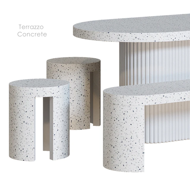 Terrazzo Concrete Table Stool Bench — Descargar