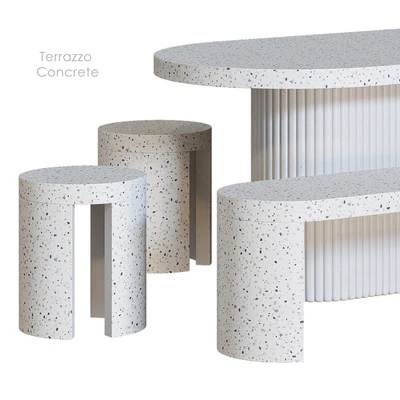 Terrazzo Concrete Table Stool Bench — Ver 4