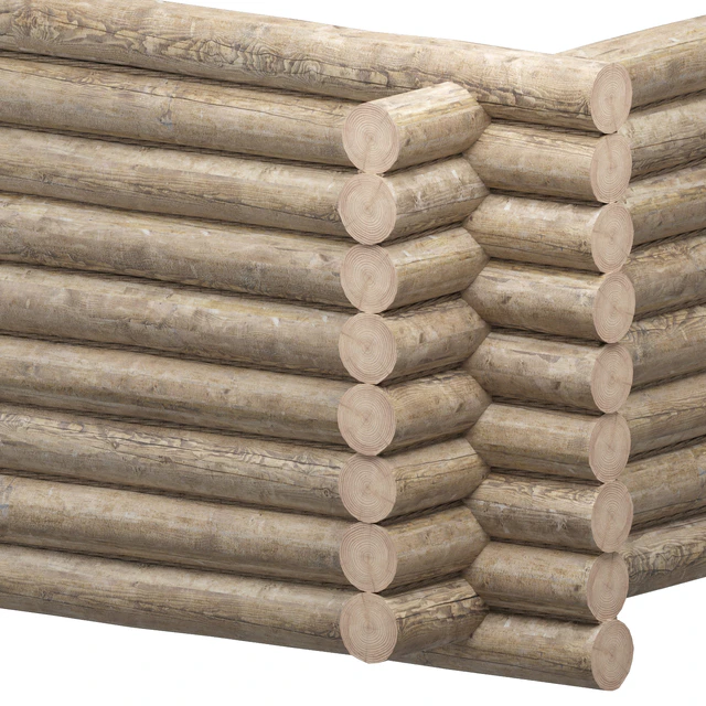 log cabin with jute rope — Descargar