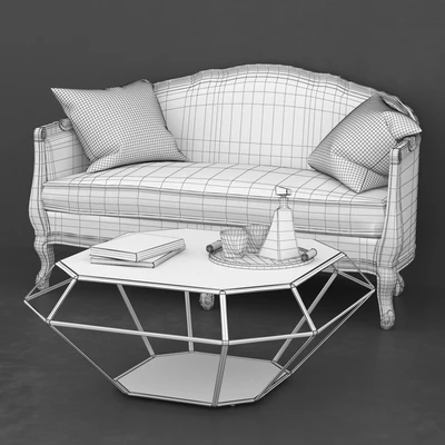 Classically Lina Sofa and Eichholtz Table with accessories — Ver 3
