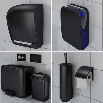 Аксессуары для санузла set 72 black (Jofel, Brabantia, Satino Black, BXG, Katrin, Viega) — Вид 3