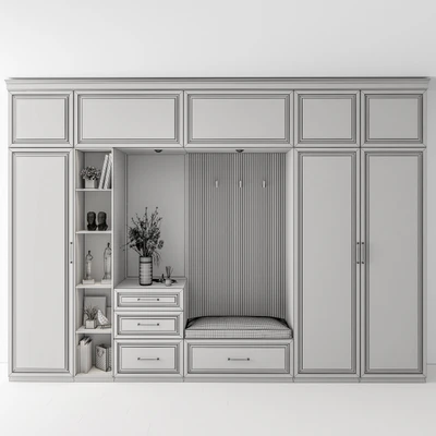 Hallway 19 - White and Wood Set — Ver 4