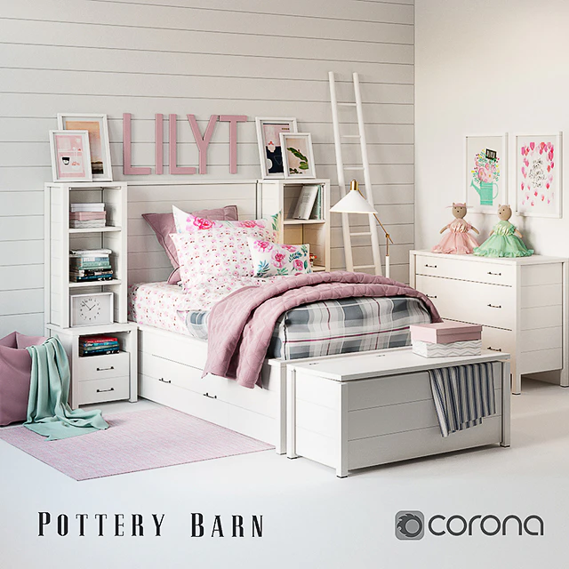 Набор для детской  Girl Plaid bedroom — Скачать