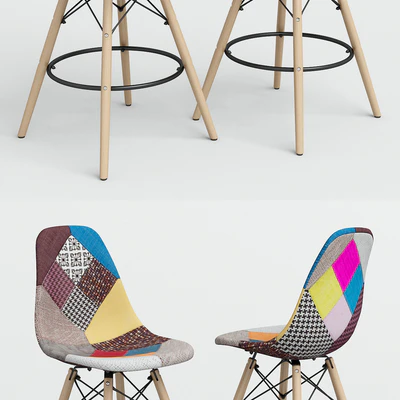 Chair Eames Style DSW Patchwork bar. — Ver 3