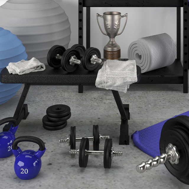 blue and gray sport set - home gym — Descargar