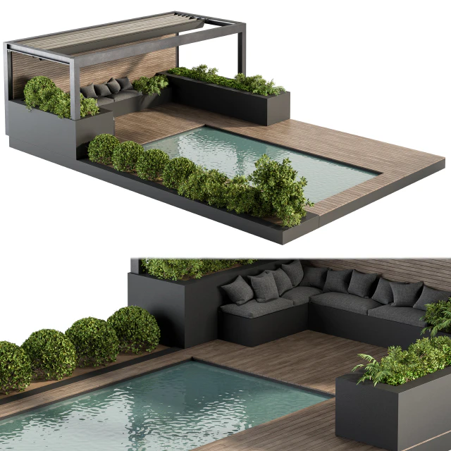 Backyard and Landscape Furniture with Pool 03 — Скачать