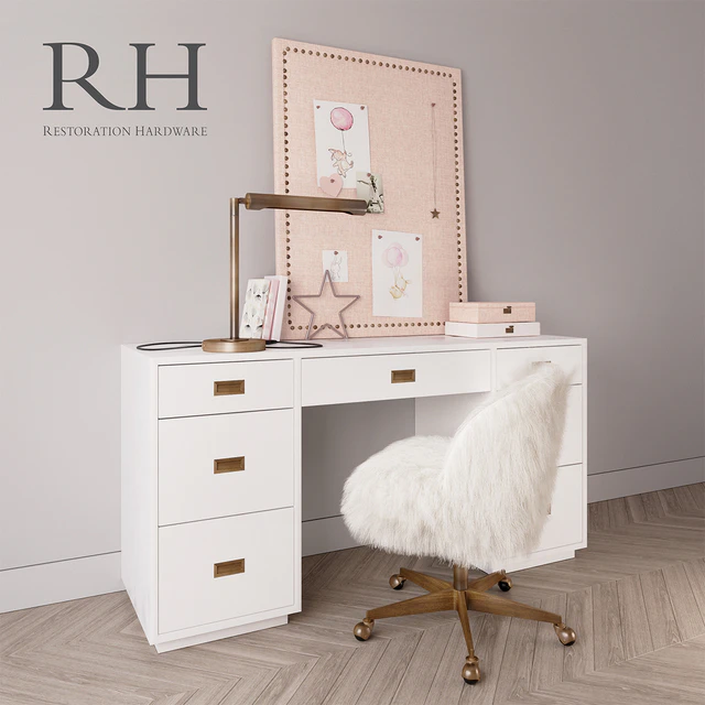 Restoration Hardware / ANTIQUED BRASS / AGED BRASS / AVALON STORAGE DESK — Descargar